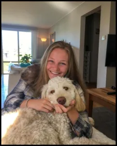 With her dog