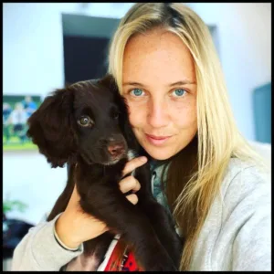 With her dog