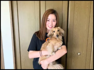 With her dog