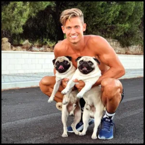 With his dog