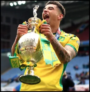 with trophy