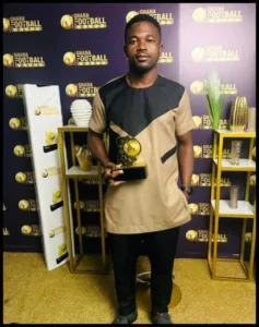 with trophy