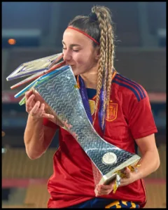 Athenea del Castillo With Nations League Trophy
