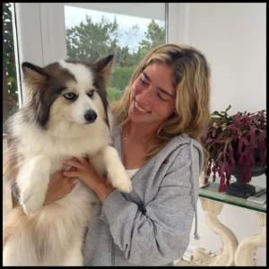 With her dog