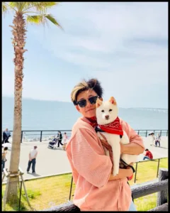 With her dog