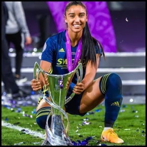 with trophy