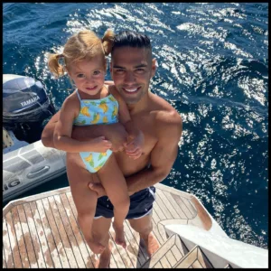 Radamel Falcao with his daughter