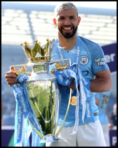 Sergio Agüero with trophy