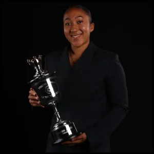 Lauren James with the trophy